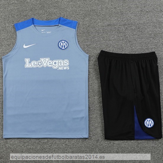 Nuevo Entrenamiento Sin Mangas Conjunto Completo Inter Milan 24/25 Gris Azul Baratas
